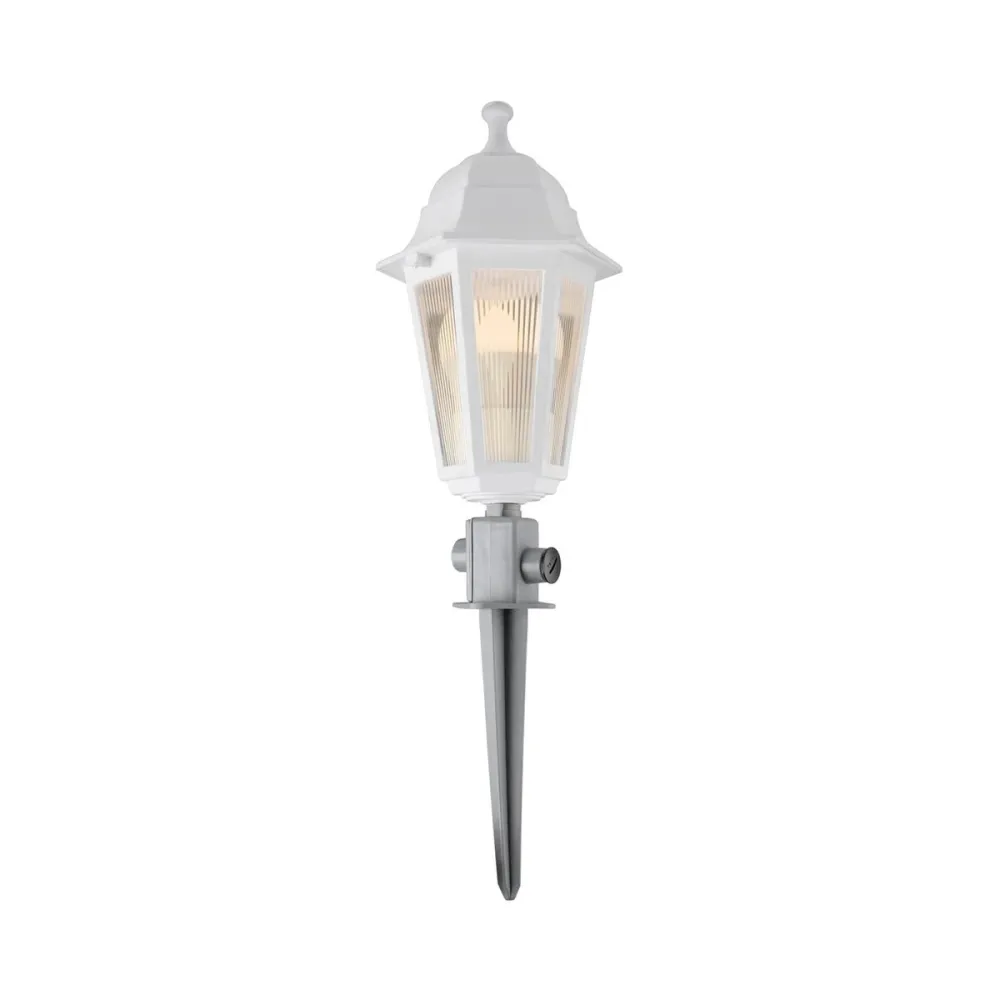 GloboStar® VITRO 203-0203 Vintage Καρφωτό Φωτιστικό Φαναράκι Μονόφωτο 1 x E27 IP44 Λευκό & Διάφανο Πλαστικό - Μ17 x Π17 x Υ55cm