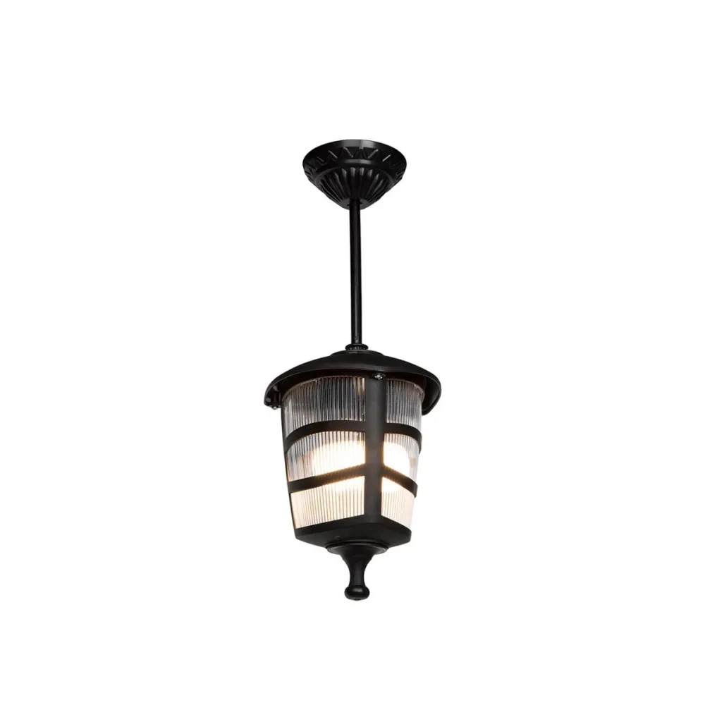 GLOBOSTAR® ZARDIN 203-0204 Vintage Φωτιστικό Οροφής με Ντουί 1 x E27 AC 220-240V IP44 - Μαύρο - Μ17 x Π17 x Υ42cm