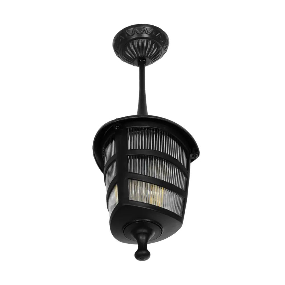 GLOBOSTAR® ZARDIN 203-0204 Vintage Φωτιστικό Οροφής με Ντουί 1 x E27 AC 220-240V IP44 - Μαύρο - Μ17 x Π17 x Υ42cm