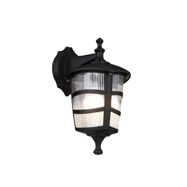 GloboStar® ZARDIN 203-0206 Vintage Επιτοίχιο Φωτιστικό Φαναράκι Μονόφωτο 1 x E27 IP44 Μαύρο Πλαστικό - Μ22 x Π17 x Υ27cm