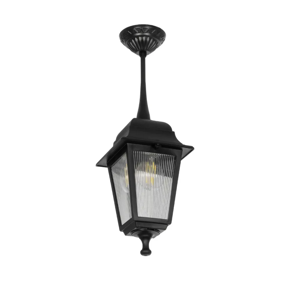GLOBOSTAR® SOLME 203-0209 Vintage Φωτιστικό Οροφής με Ντουί 1 x E27 AC 220-240V IP44 - Μαύρο - Μ15 x Π15 x Υ27cm