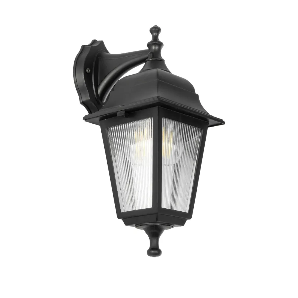GLOBOSTAR® SOLME 203-0211 Vintage Φωτιστικό Τοίχου - Απλίκα με Ντουί 1 x E27 AC 220-240V IP44 - Μαύρο - Μ15 x Π20 x Υ35cm