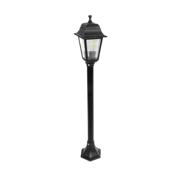 GloboStar® SOLME 203-0212 Vintage Επιδαπέδιο Φωτιστικό Κολωνάκι Κήπου Μονόφωτο 1 x E27 IP44 Μαύρο & Διάφανο Πλαστικό - Μ22 x Π22 x Υ100cm