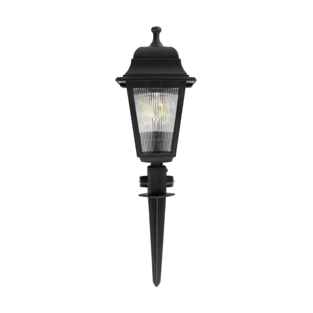 GloboStar® SOLME 203-0213 Vintage Καρφωτό Φωτιστικό Φαναράκι Μονόφωτο 1 x E27 IP44 Μαύρο & Διάφανο Πλαστικό - Μ22 x Π22 x Υ35cm