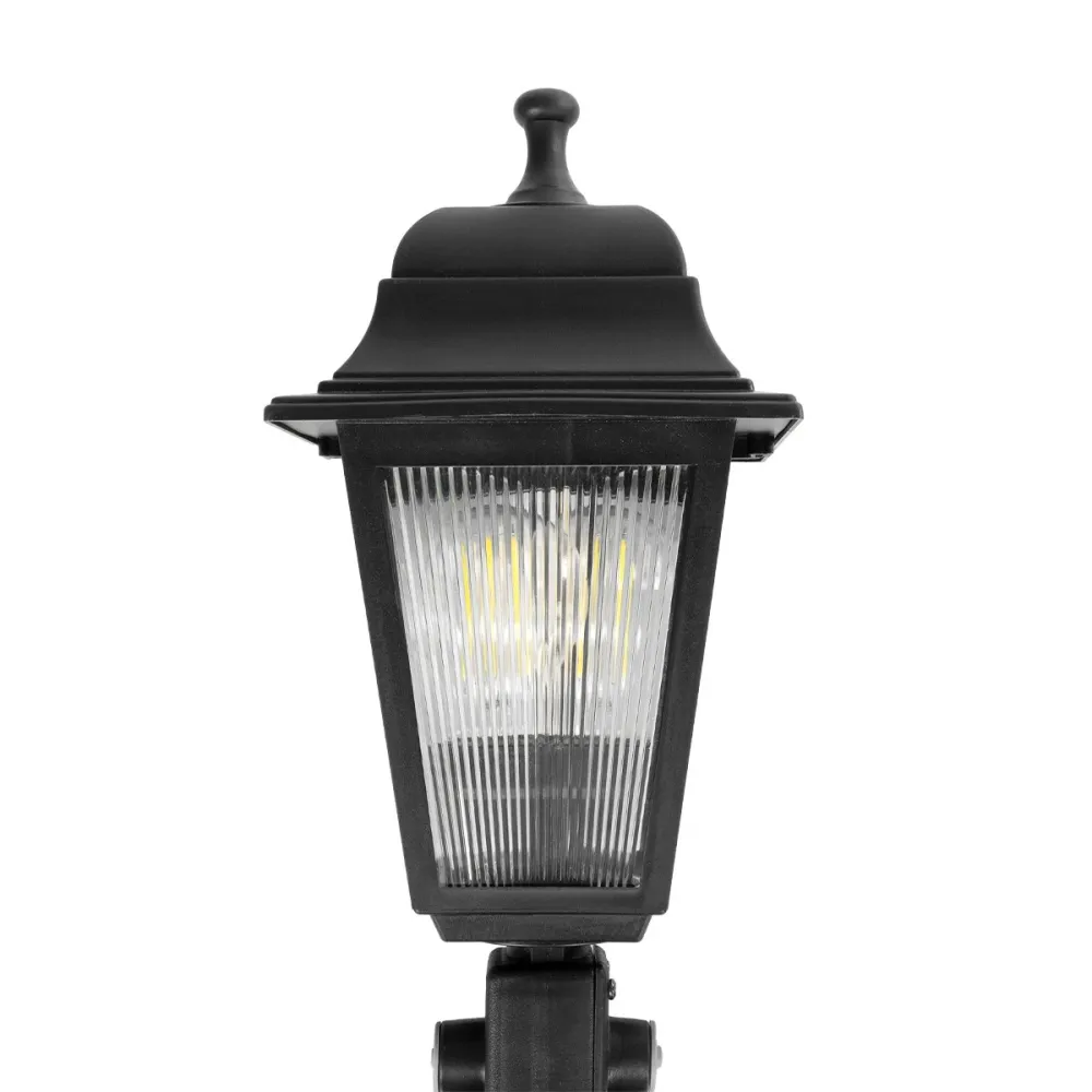 GloboStar® SOLME 203-0213 Vintage Καρφωτό Φωτιστικό Φαναράκι Μονόφωτο 1 x E27 IP44 Μαύρο & Διάφανο Πλαστικό - Μ22 x Π22 x Υ35cm