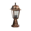 GloboStar® SOLME 203-0215 Vintage Επιδαπέδιο Φωτιστικό Φαναράκι Μονόφωτο 1 x E27 IP44 Χάλκινο & Διάφανο Πλαστικό - Μ22 x Π22 x Υ40cm