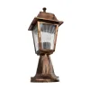 GloboStar® SOLME 203-0215 Vintage Επιδαπέδιο Φωτιστικό Φαναράκι Μονόφωτο 1 x E27 IP44 Χάλκινο & Διάφανο Πλαστικό - Μ22 x Π22 x Υ40cm