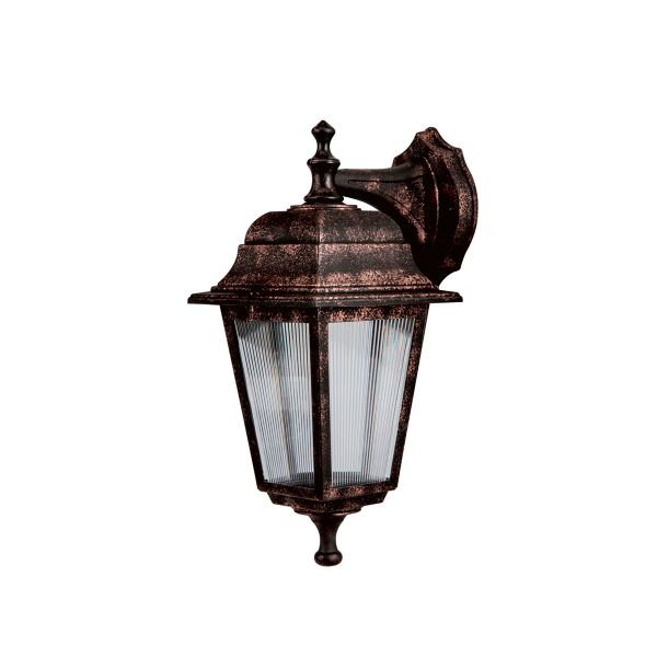 GloboStar® SOLME 203-0216 Vintage Επιτοίχιο Φωτιστικό Φαναράκι Μονόφωτο 1 x E27 IP44 Χάλκινο Πλαστικό - Μ19 x Π15 x Υ35cm