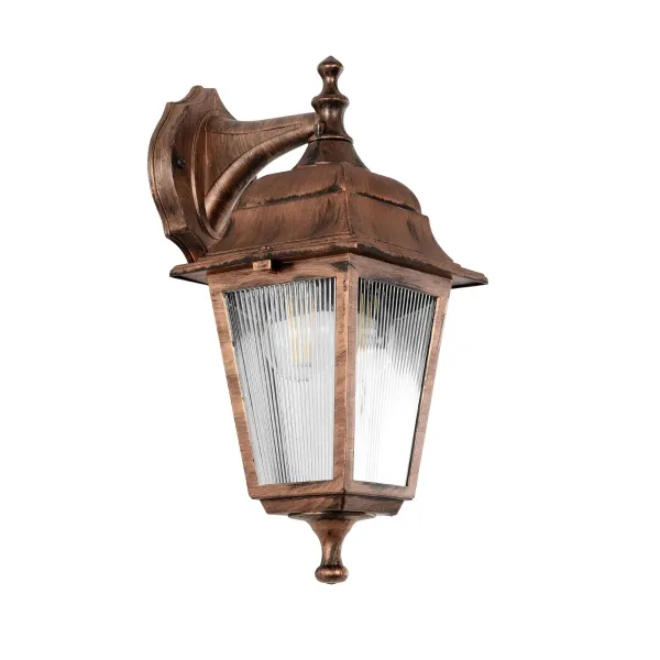 GloboStar® SOLME 203-0216 Vintage Επιτοίχιο Φωτιστικό Φαναράκι Μονόφωτο 1 x E27 IP44 Χάλκινο Πλαστικό - Μ19 x Π20 x Υ35cm
