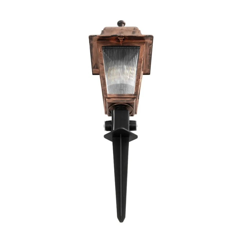 GloboStar® SOLME 203-0218 Vintage Καρφωτό Φωτιστικό Φαναράκι Μονόφωτο 1 x E27 IP44 Χάλκινο & Διάφανο Πλαστικό - Μ22 x Π22 x Υ35cm