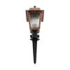 GloboStar® SOLME 203-0218 Vintage Καρφωτό Φωτιστικό Φαναράκι Μονόφωτο 1 x E27 IP44 Χάλκινο & Διάφανο Πλαστικό - Μ22 x Π22 x Υ35cm