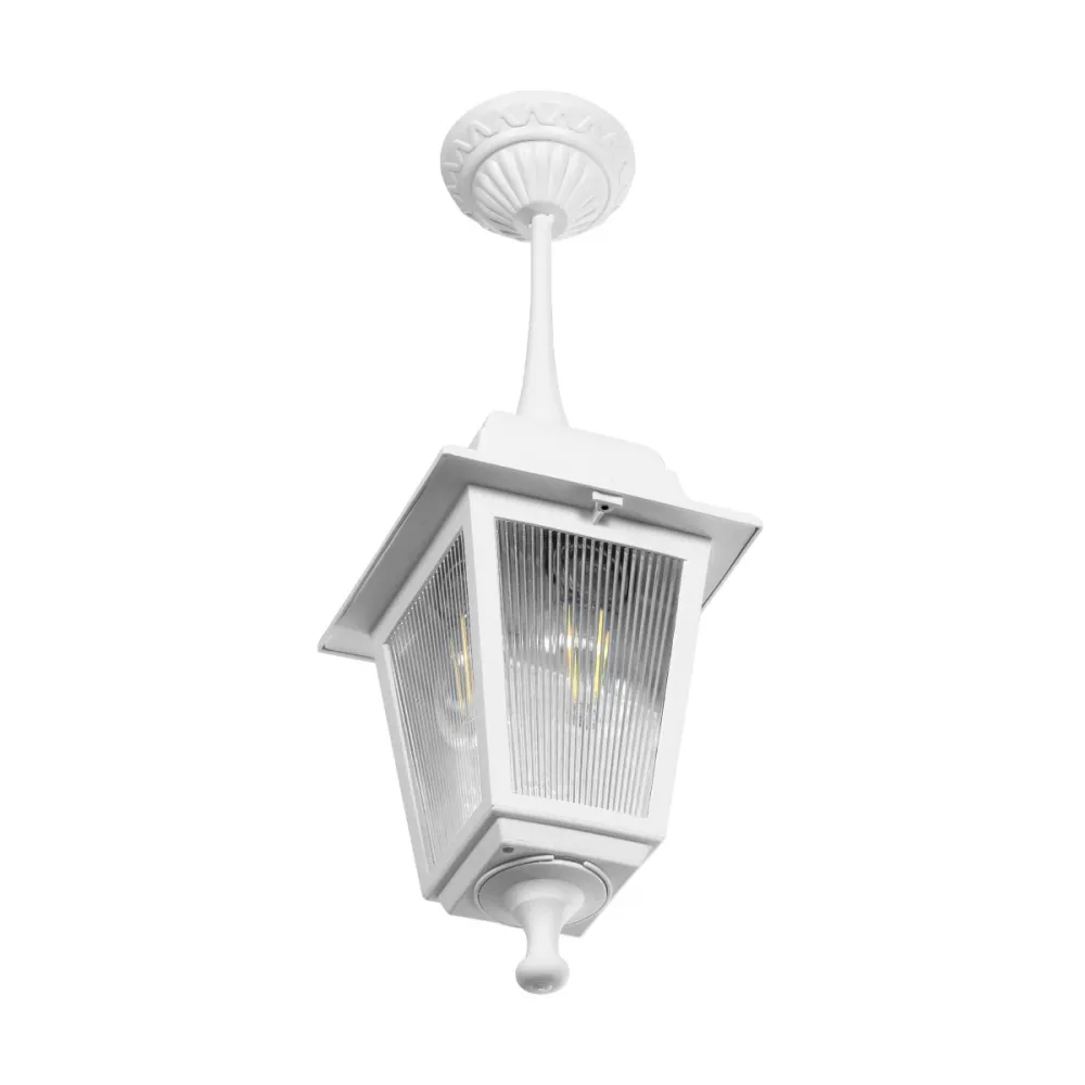 GLOBOSTAR® SOLME 203-0219 Vintage Φωτιστικό Οροφής με Ντουί 1 x E27 AC 220-240V IP44 - Λευκό - Μ15 x Π15 x Υ27cm