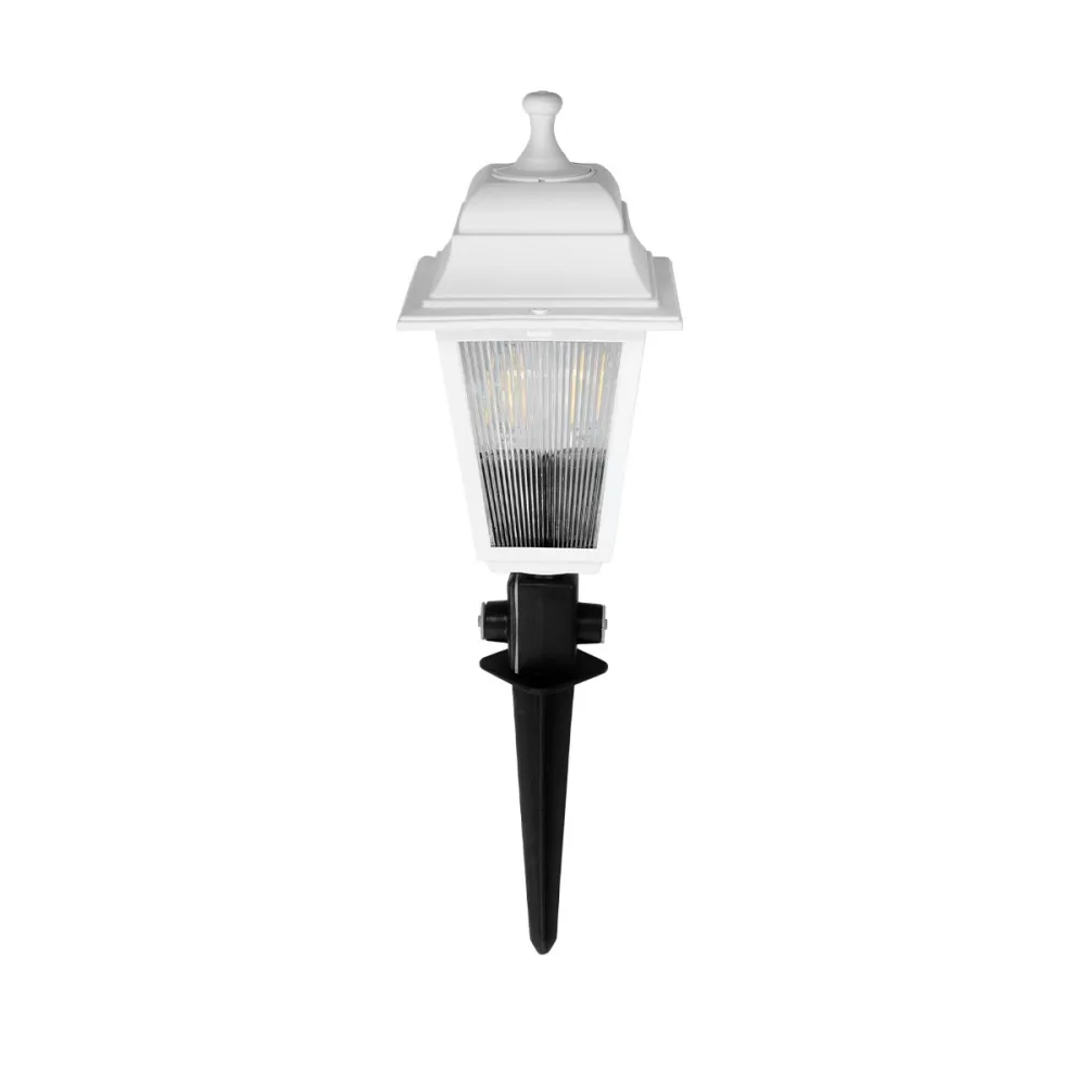GloboStar® SOLME 203-0223 Vintage Καρφωτό Φωτιστικό Φαναράκι Μονόφωτο 1 x E27 IP44 Λευκό & Διάφανο Πλαστικό - Μ22 x Π22 x Υ35cm