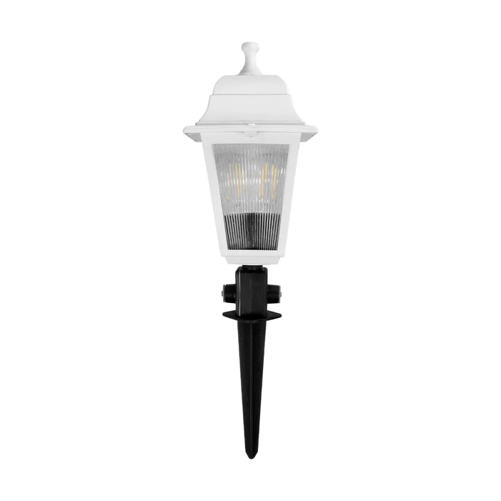 GloboStar® SOLME 203-0223 Vintage Καρφωτό Φωτιστικό Φαναράκι Μονόφωτο 1 x E27 IP44 Λευκό & Διάφανο Πλαστικό - Μ22 x Π22 x Υ35cm