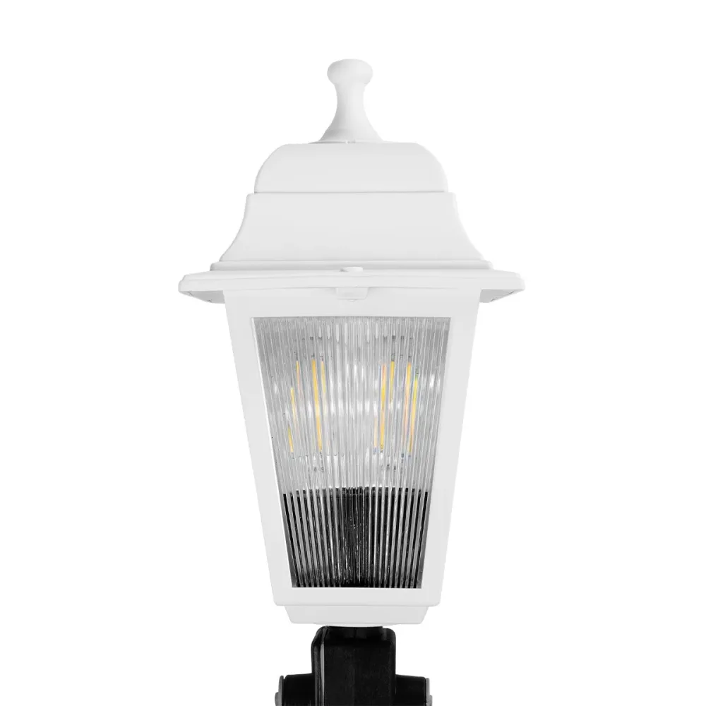 GloboStar® SOLME 203-0223 Vintage Καρφωτό Φωτιστικό Φαναράκι Μονόφωτο 1 x E27 IP44 Λευκό & Διάφανο Πλαστικό - Μ22 x Π22 x Υ35cm