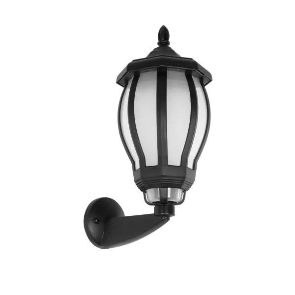 GloboStar® VERDI 203-0229 Vintage Επιτοίχιο Φωτιστικό Φαναράκι Μονόφωτο 1 x E27 IP44 Μαύρο Πλαστικό - Μ18 x Π25 x Υ40cm