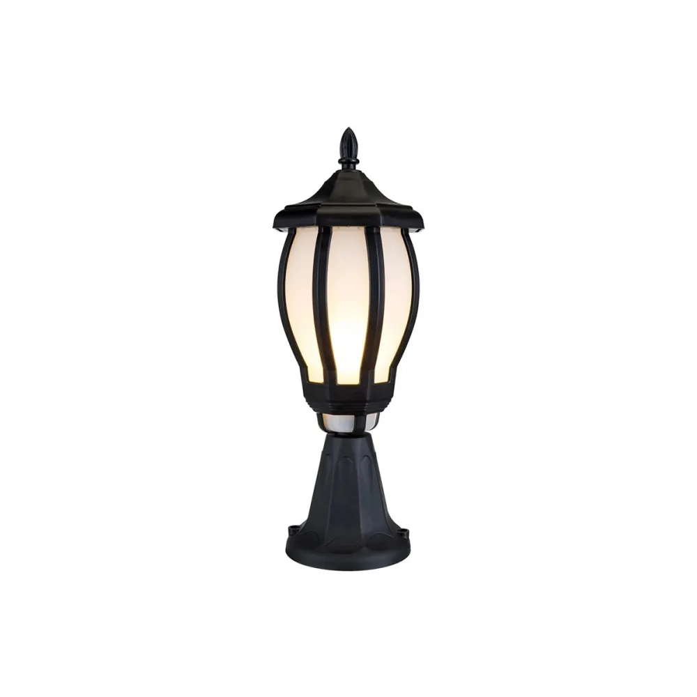 GloboStar® VERDI 203-0231 Vintage Επιδαπέδιο Φωτιστικό Φαναράκι Μονόφωτο 1 x E27 IP44 Μαύρο & Διάφανο Πλαστικό - Μ18 x Π18 x Υ46cm
