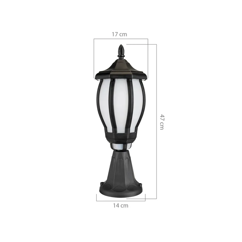GloboStar® VERDI 203-0231 Vintage Επιδαπέδιο Φωτιστικό Φαναράκι Μονόφωτο 1 x E27 IP44 Μαύρο & Διάφανο Πλαστικό - Μ18 x Π18 x Υ46cm