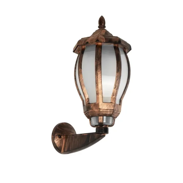 GloboStar® VERDI 203-0233 Vintage Επιτοίχιο Φωτιστικό Φαναράκι Μονόφωτο 1 x E27 IP44 Χάλκινο Πλαστικό - Μ18 x Π25 x Υ40cm
