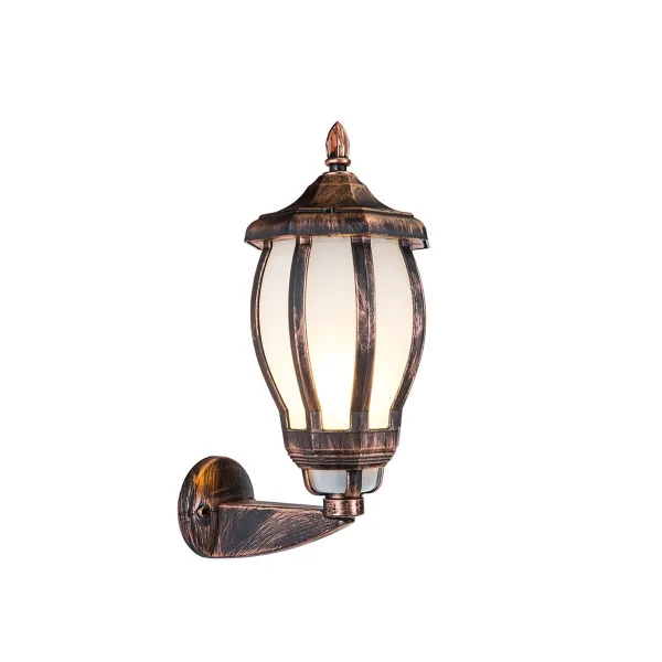 GloboStar® VERDI 203-0233 Vintage Επιτοίχιο Φωτιστικό Φαναράκι Μονόφωτο 1 x E27 IP44 Χάλκινο Πλαστικό - Μ23 x Π17 x Υ40cm