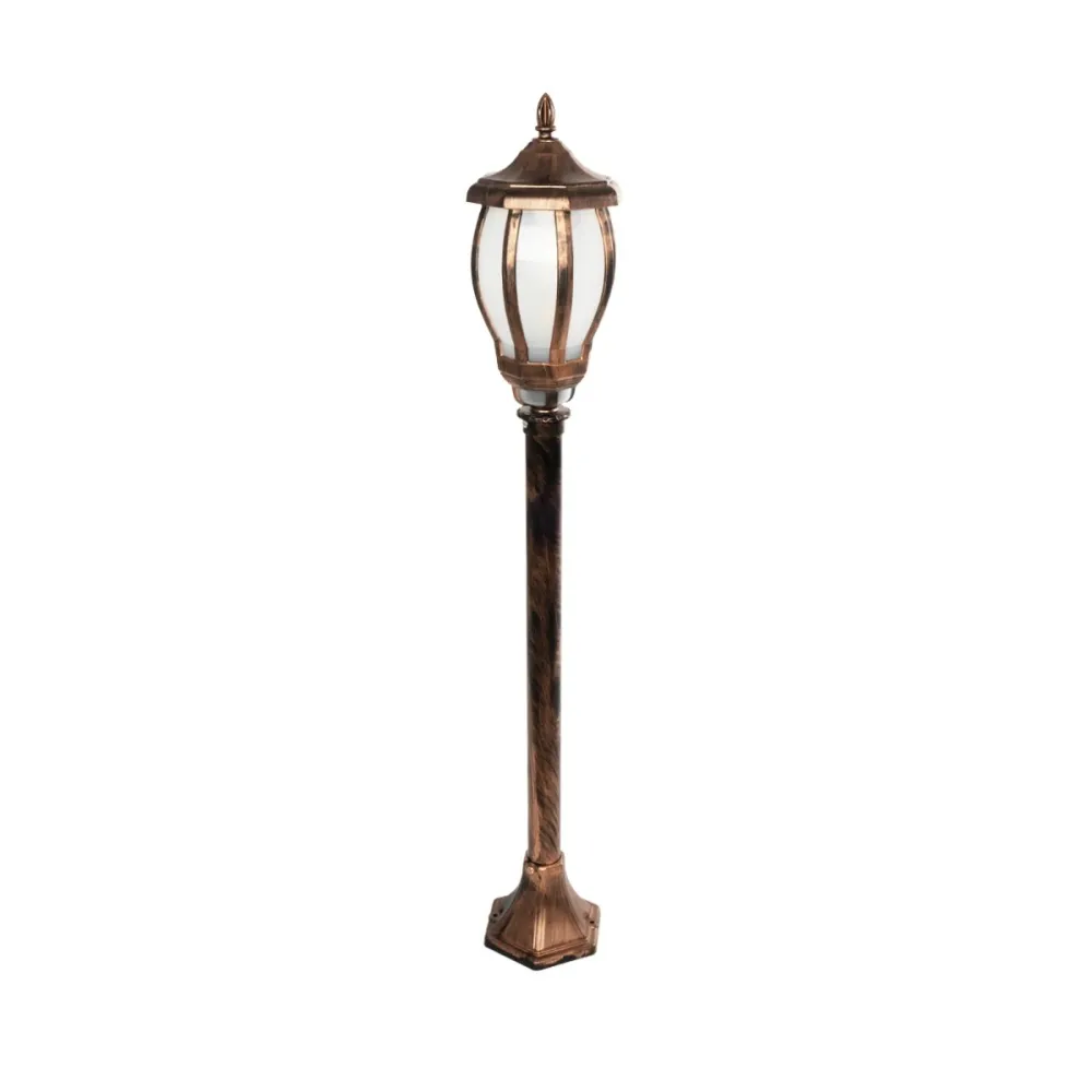 GloboStar® VERDI 203-0236 Vintage Επιδαπέδιο Φωτιστικό Κολωνάκι Κήπου Μονόφωτο 1 x E27 IP44 Χάλκινο & Διάφανο Πλαστικό - Μ17 x Π17 x Υ104cm