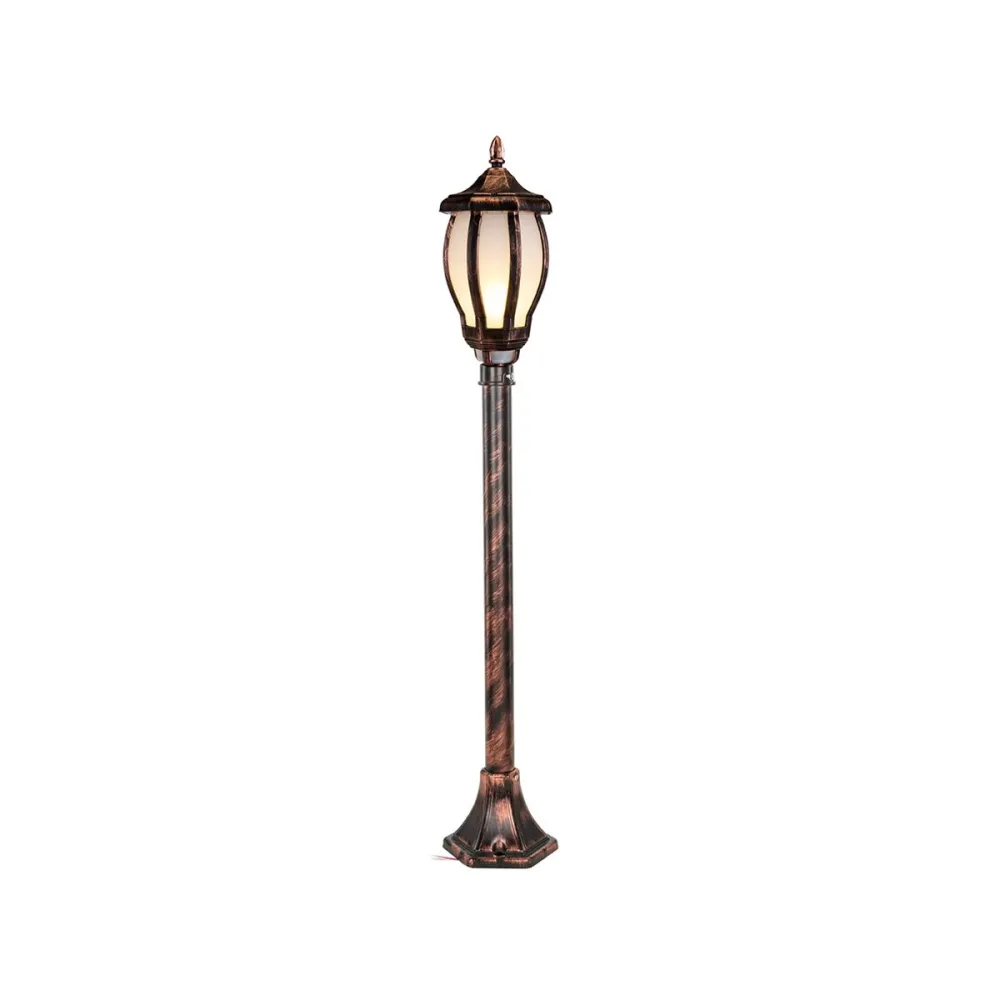 GloboStar® VERDI 203-0236 Vintage Επιδαπέδιο Φωτιστικό Κολωνάκι Κήπου Μονόφωτο 1 x E27 IP44 Χάλκινο & Διάφανο Πλαστικό - Μ17 x Π17 x Υ104cm