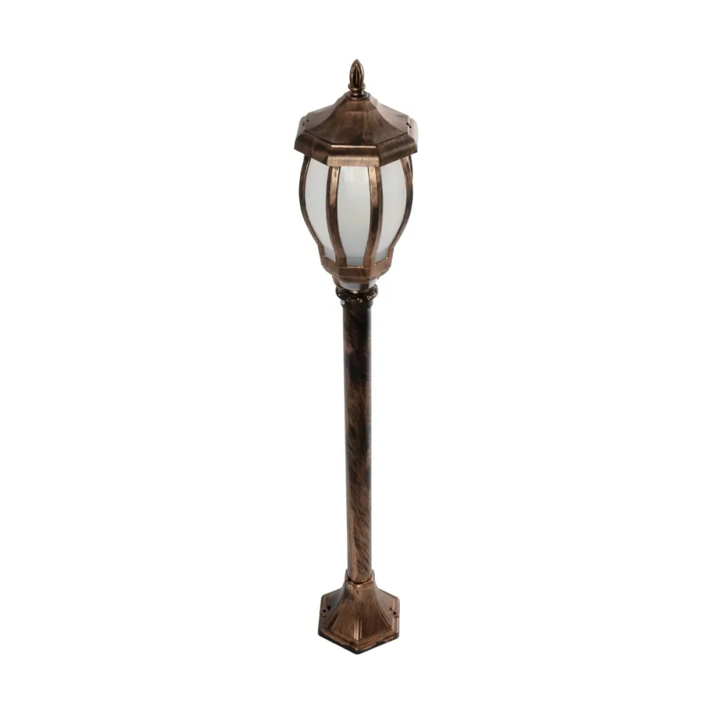 GloboStar® VERDI 203-0236 Vintage Επιδαπέδιο Φωτιστικό Κολωνάκι Κήπου Μονόφωτο 1 x E27 IP44 Χάλκινο & Διάφανο Πλαστικό - Μ17 x Π17 x Υ104cm