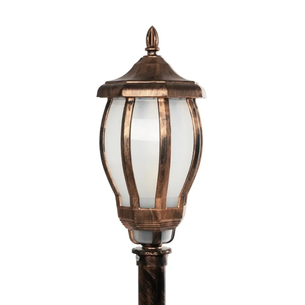 GloboStar® VERDI 203-0236 Vintage Επιδαπέδιο Φωτιστικό Κολωνάκι Κήπου Μονόφωτο 1 x E27 IP44 Χάλκινο & Διάφανο Πλαστικό - Μ17 x Π17 x Υ104cm
