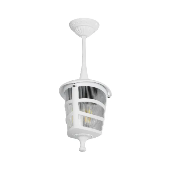 GloboStar® ZARDIN 203-0237 Vintage Κρεμαστό Φωτιστικό Φαναράκι Μονόφωτο 1 x E27 IP44 Λευκό Πλαστικό - Μ17 x Π17 x Υ22cm