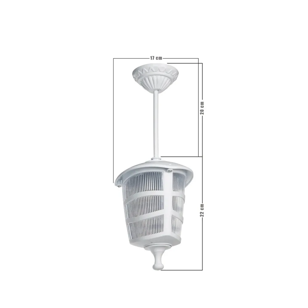GLOBOSTAR® ZARDIN 203-0237 Vintage Φωτιστικό Οροφής με Ντουί 1 x E27 AC 220-240V IP44 - Λευκό - Μ17 x Π17 x Υ42cm