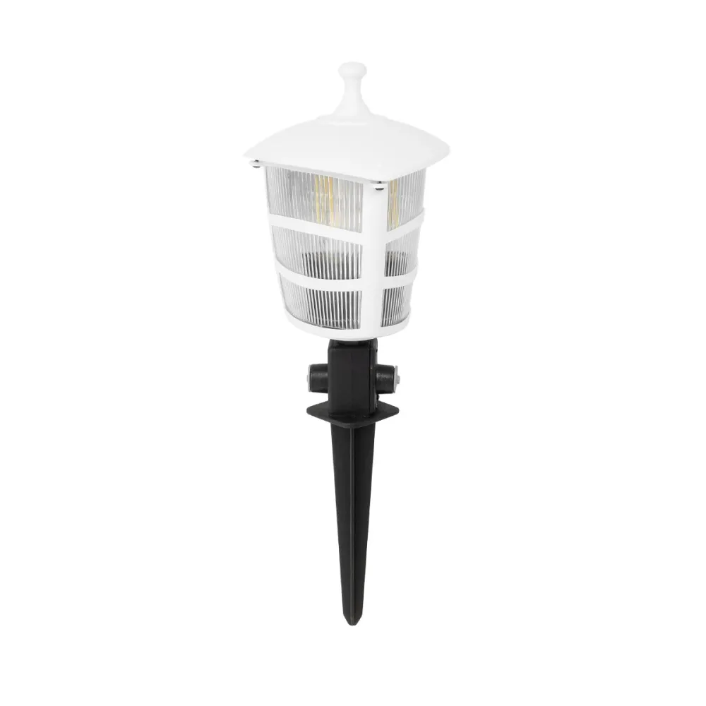 GloboStar® ZARDIN 203-0241 Vintage Καρφωτό Φωτιστικό Φαναράκι Μονόφωτο 1 x E27 IP44 Λευκό & Διάφανο Πλαστικό - Μ17 x Π17 x Υ50cm