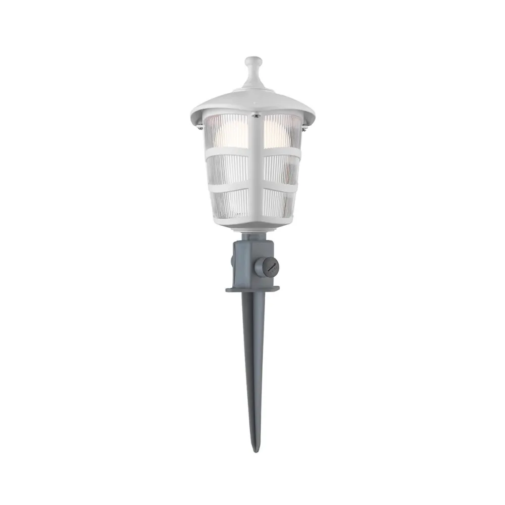 GloboStar® ZARDIN 203-0241 Vintage Καρφωτό Φωτιστικό Φαναράκι Μονόφωτο 1 x E27 IP44 Λευκό & Διάφανο Πλαστικό - Μ17 x Π17 x Υ50cm