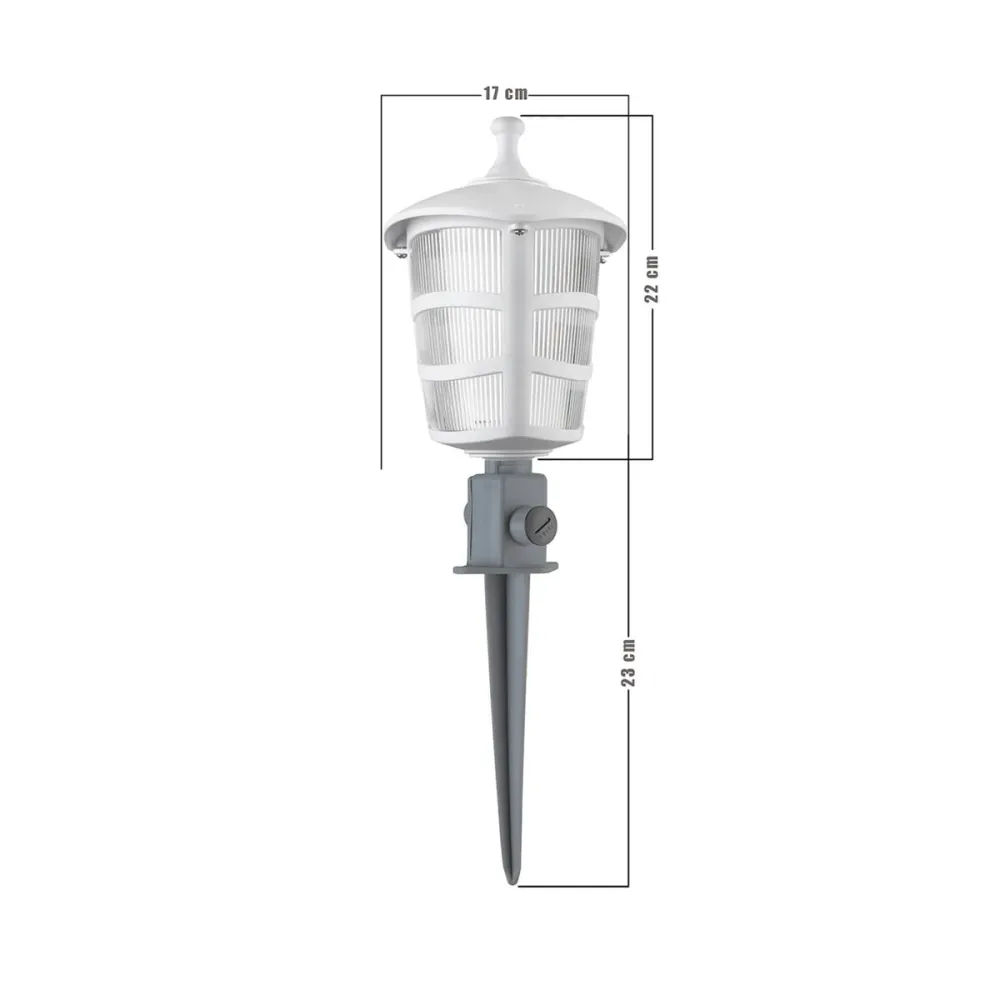 GloboStar® ZARDIN 203-0241 Vintage Καρφωτό Φωτιστικό Φαναράκι Μονόφωτο 1 x E27 IP44 Λευκό & Διάφανο Πλαστικό - Μ17 x Π17 x Υ50cm