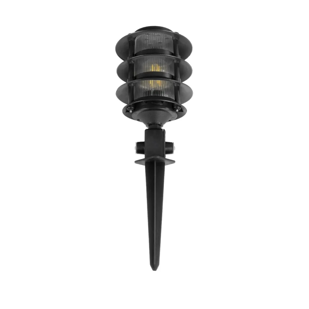 GloboStar® LANTERNA 203-0242 Μοντέρνο Καρφωτό Φωτιστικό Φαναράκι Μονόφωτο 1 x E27 IP44 Μαύρο & Διάφανο Πλαστικό - Μ16 x Π16 x Υ50cm