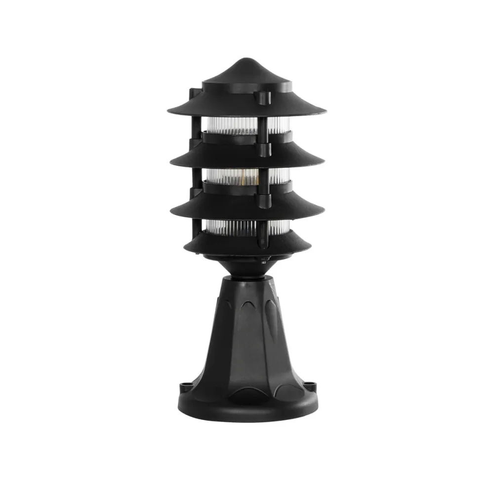 GloboStar® LANTERNA 203-0243 Μοντέρνο Επιδαπέδιο Φωτιστικό Φαναράκι Μονόφωτο 1 x E27 IP44 Μαύρο & Διάφανο Πλαστικό - Μ16 x Π16 x Υ35cm