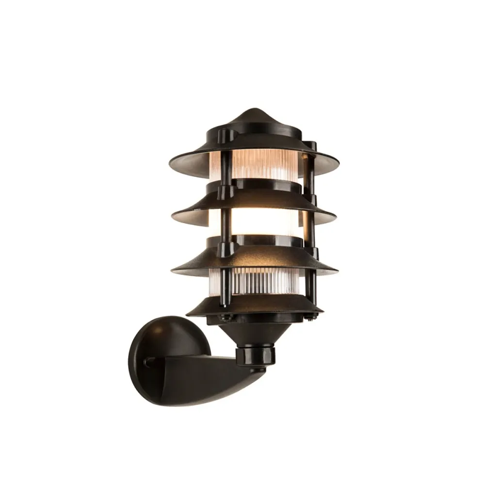 GLOBOSTAR® LANTERNA 203-0244 Μοντέρνο Φωτιστικό Τοίχου - Απλίκα με Ντουί 1 x E27 AC 220-240V IP44 - Μαύρο - Μ16 x Π23 x Υ30cm