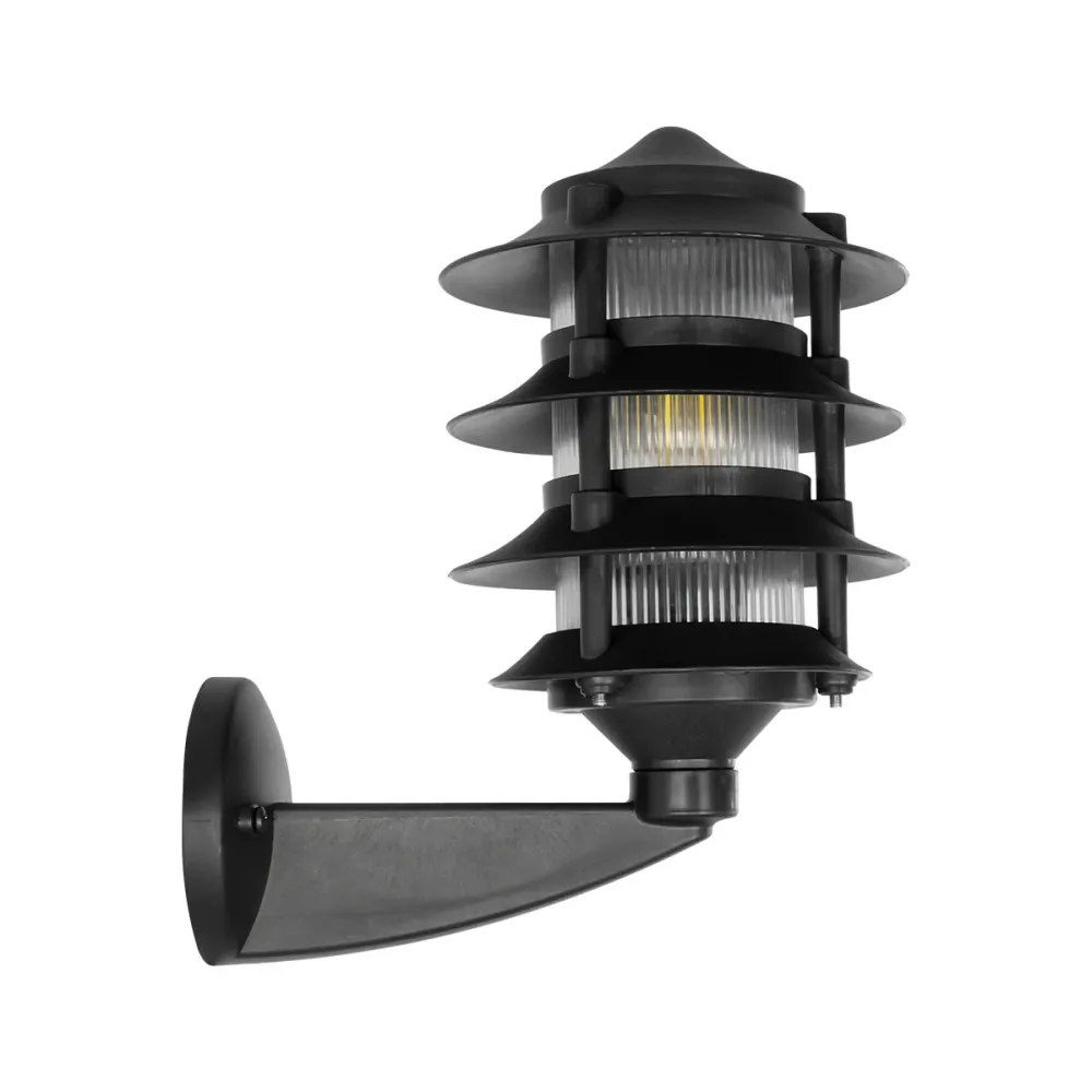 GLOBOSTAR® LANTERNA 203-0244 Μοντέρνο Φωτιστικό Τοίχου - Απλίκα με Ντουί 1 x E27 AC 220-240V IP44 - Μαύρο - Μ16 x Π23 x Υ30cm