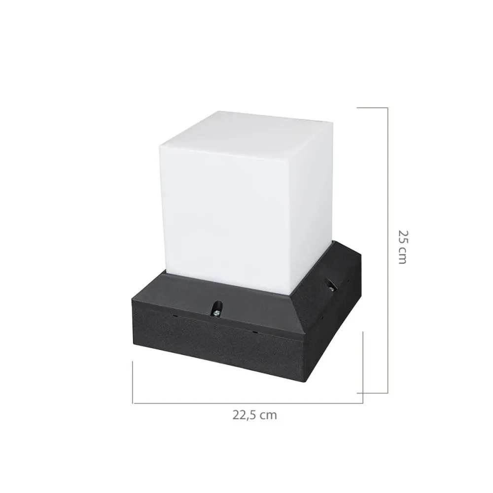 ΠΡΟΣΦΟΡΑ GloboStar® CUBIX 203-0245 Μοντέρνο Επιδαπέδιο Φωτιστικό Μονόφωτο 1 x E27 IP44 Μαύρο Πλαστικό - Μ22.5 x Π22.5 x Υ25cm