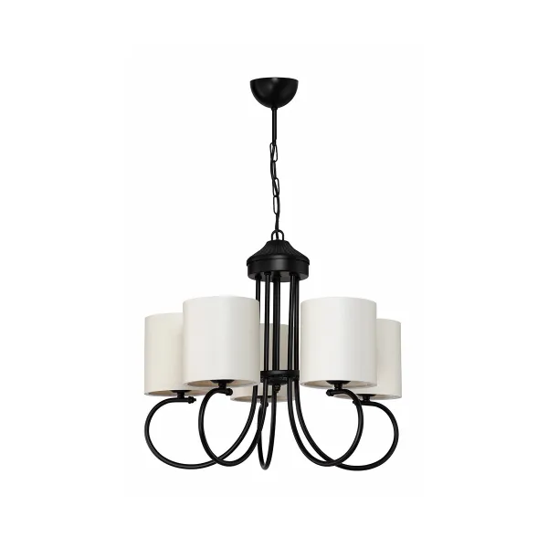 GLOBOSTAR® TRITON 203-0253 Vintage Κρεμαστό Φωτιστικό Οροφής με Ντουί 5 x E27 AC 220-240V IP20 - Μαύρο & Μπεζ - Μ50 x Π50 x Υ48cm