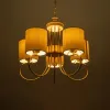 GLOBOSTAR® TRITON 203-0254 Vintage Κρεμαστό Φωτιστικό Οροφής με Ντουί 5 x E27 AC 220-240V IP20 - Χρυσό & Μπεζ - Μ50 x Π50 x Υ48cm