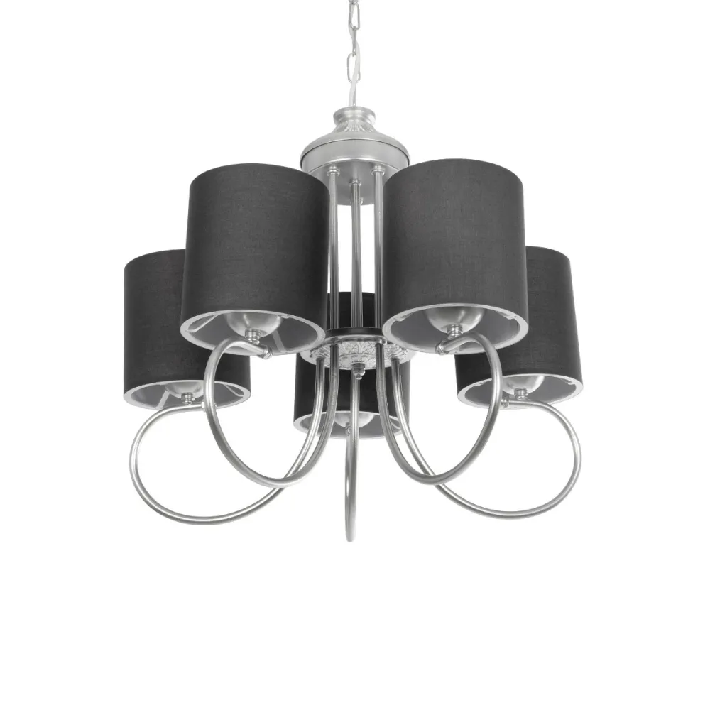 GLOBOSTAR® TRITON 203-0255 Vintage Κρεμαστό Φωτιστικό Οροφής με Ντουί 5 x E27 AC 220-240V IP20 - Ασημί & Γκρι - Μ50 x Π50 x Υ48cm