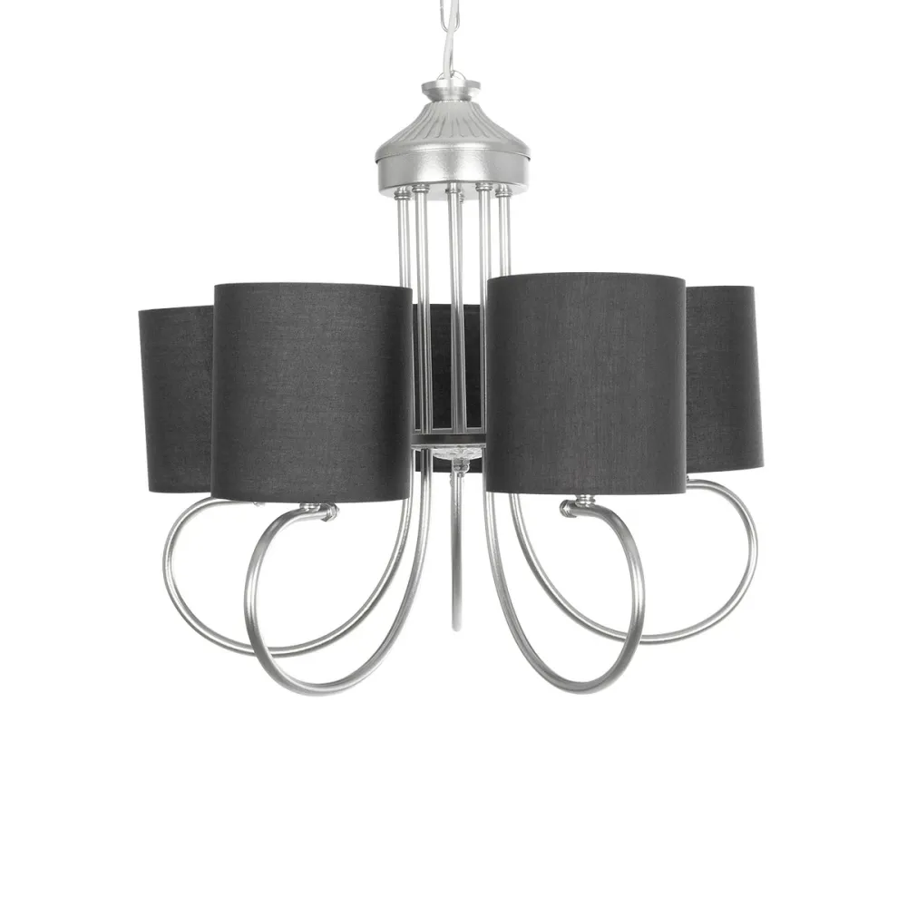 GLOBOSTAR® TRITON 203-0255 Vintage Κρεμαστό Φωτιστικό Οροφής με Ντουί 5 x E27 AC 220-240V IP20 - Ασημί & Γκρι - Μ50 x Π50 x Υ48cm