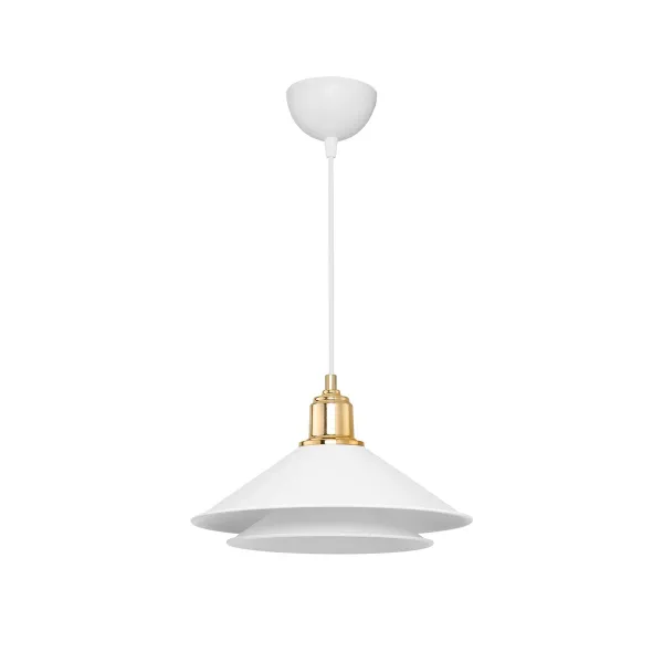 GLOBOSTAR® FERRO 203-0268 Μοντέρνο Κρεμαστό Φωτιστικό Οροφής με Ντουί 1 x E27 AC 220-240V IP20 - Λευκό & Χρυσό - Μ30 x Π30 x Υ19cm