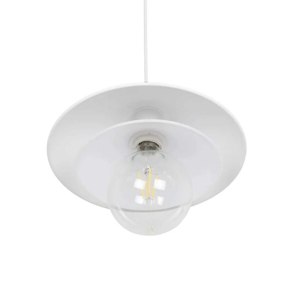 GLOBOSTAR® FERRO 203-0268 Μοντέρνο Κρεμαστό Φωτιστικό Οροφής με Ντουί 1 x E27 AC 220-240V IP20 - Λευκό & Χρυσό - Μ30 x Π30 x Υ19cm