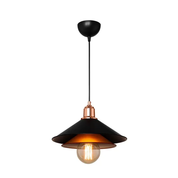 GLOBOSTAR® FERRO 203-0269 Μοντέρνο Κρεμαστό Φωτιστικό Οροφής με Ντουί 1 x E27 AC 220-240V IP20 - Μαύρο & Χάλκινο - Μ30 x Π30 x Υ19cm