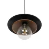GLOBOSTAR® FERRO 203-0269 Μοντέρνο Κρεμαστό Φωτιστικό Οροφής με Ντουί 1 x E27 AC 220-240V IP20 - Μαύρο & Χάλκινο - Μ30 x Π30 x Υ19cm