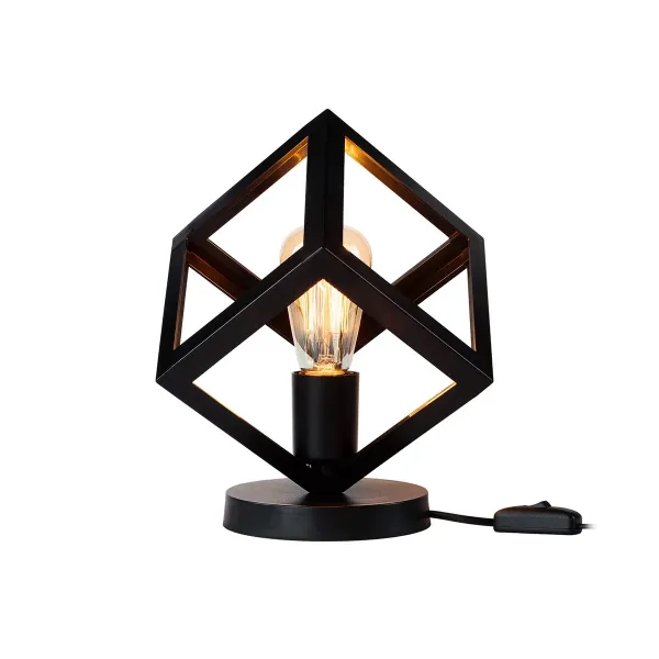 GLOBOSTAR® DISE 203-0272 Μοντέρνο Επιτραπέζιο Φωτιστικό Πορτατίφ με Ντουί 1 x E27 AC 220-240V IP20 - Μαύρο - Μ28 x Π28 x Υ29cm