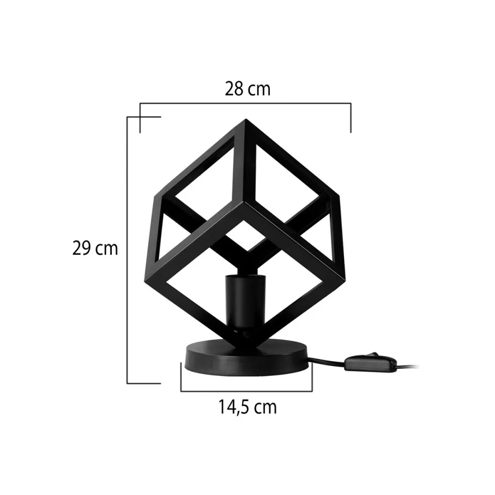 GLOBOSTAR® DISE 203-0272 Μοντέρνο Επιτραπέζιο Φωτιστικό Πορτατίφ με Ντουί 1 x E27 AC 220-240V IP20 - Μαύρο - Μ28 x Π28 x Υ29cm