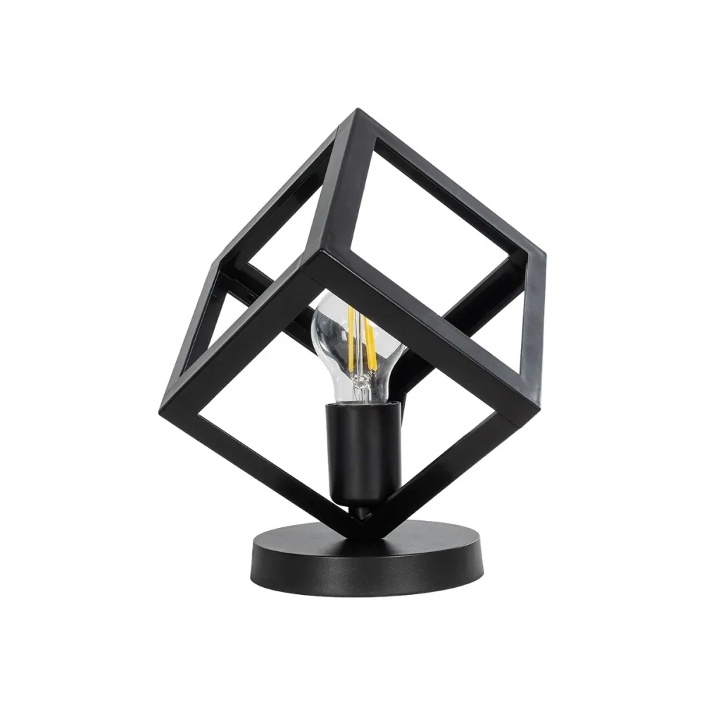 GLOBOSTAR® DISE 203-0272 Μοντέρνο Επιτραπέζιο Φωτιστικό Πορτατίφ με Ντουί 1 x E27 AC 220-240V IP20 - Μαύρο - Μ28 x Π28 x Υ29cm