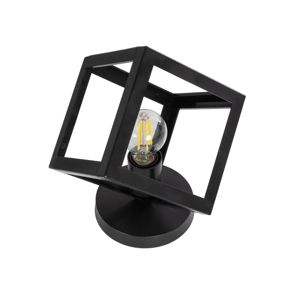 GLOBOSTAR® DISE 203-0272 Μοντέρνο Επιτραπέζιο Φωτιστικό Πορτατίφ με Ντουί 1 x E27 AC 220-240V IP20 - Μαύρο - Μ28 x Π28 x Υ29cm